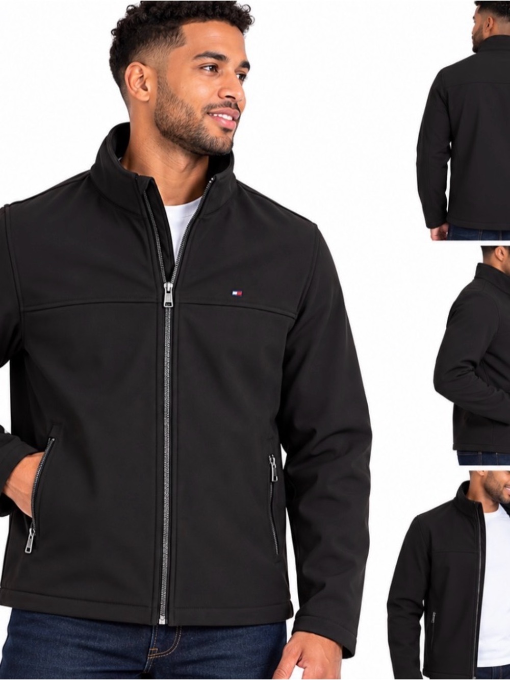 Tommy Hilfiger Black Men's Full-Zip Windbreaker Jacket